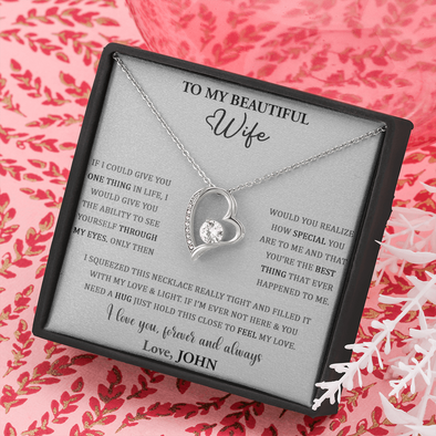To My Beautiful Wife, Forever Love Necklace, Customized Pendant For Her, Birthday Gift, Christmas, Anniversary, Gift For Her, Valentine's Day, Jewelry For Her