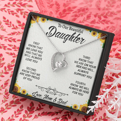 To Our Daughter, Forever Love Necklace With Know That We Are Proud Of You Message Card, Daughter's Day, Birthday Gift For Her, Pendant For Her, Necklace For Her, Jewelry For Her