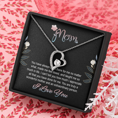 Mom, Forever Love Necklace With You Are Truly A Wonderful Mother and An Extraordinary Person Message Card, Mother's Day Gift, Birthday, Anniversary, Pendant For Her, Jewelry For Her
