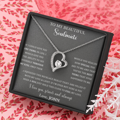 To My Beautiful Soulmate, Forever Love Necklace, Custom Pendant, Christmas, Gift For Couple, Anniversary Gift, Birthday Present, Valentine's Day, Gift For Her, Wife
