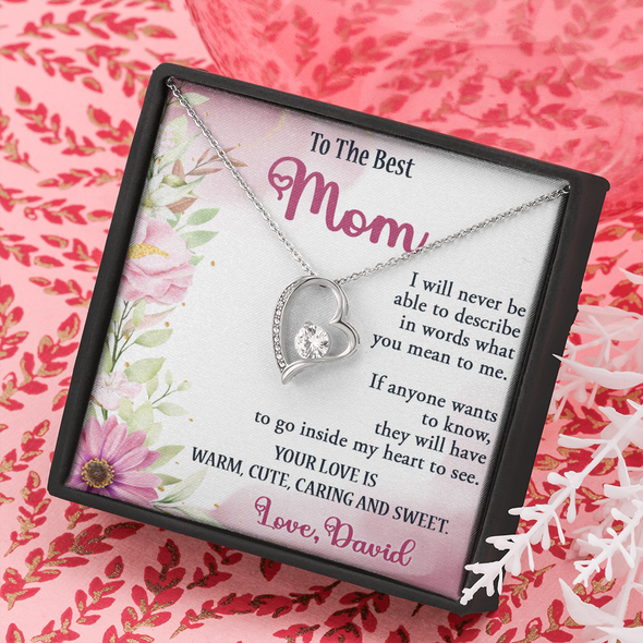 To The Best Mom, Forever Love Necklace, Gift For Mom, Mother's Day Special Gift, Mom's Birthday Gift, Custom Pendant for Mom, Necklace for Mom, Precious Gift For Mom