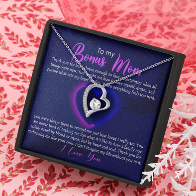 To My Bonus Mom, Forever Love Necklace, Mother’s Day Gift Pendant For Her, Christmas, Birthday, Anniversary, Gift For Her, Jewelry For Her, Necklace For Her