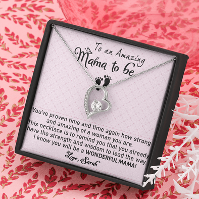 To An Amazing Mama To Be, Forever Love Necklace, Customized Pendant For Newly Mom, Birthday, Mother's Day, Christmas, Anniversary, Gift For Her Valentine's Day, Jewelry For Mom