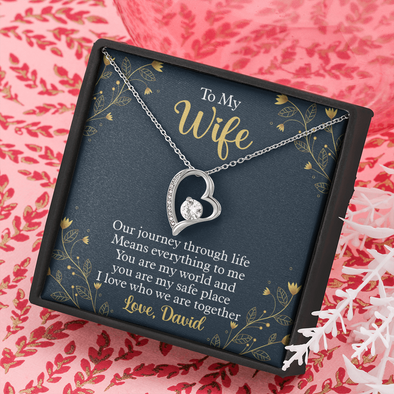 To My Beautiful Wife, Forever Love Necklace With I Love Who We Are Together Message Card, Pendant For Her, Jewelry For Her, Anniversary, Birthday, Gift For Her, Customized Message Card