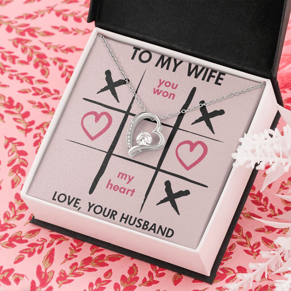 Forever Love Necklace, You Won My Heart, Wife Necklace With Message Card, Birthday Gift For Her