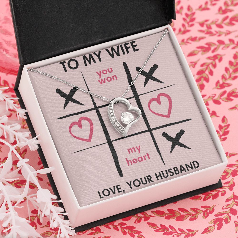 Forever Love Necklace, You Won My Heart, Wife Necklace With Message Card, Birthday Gift For Her