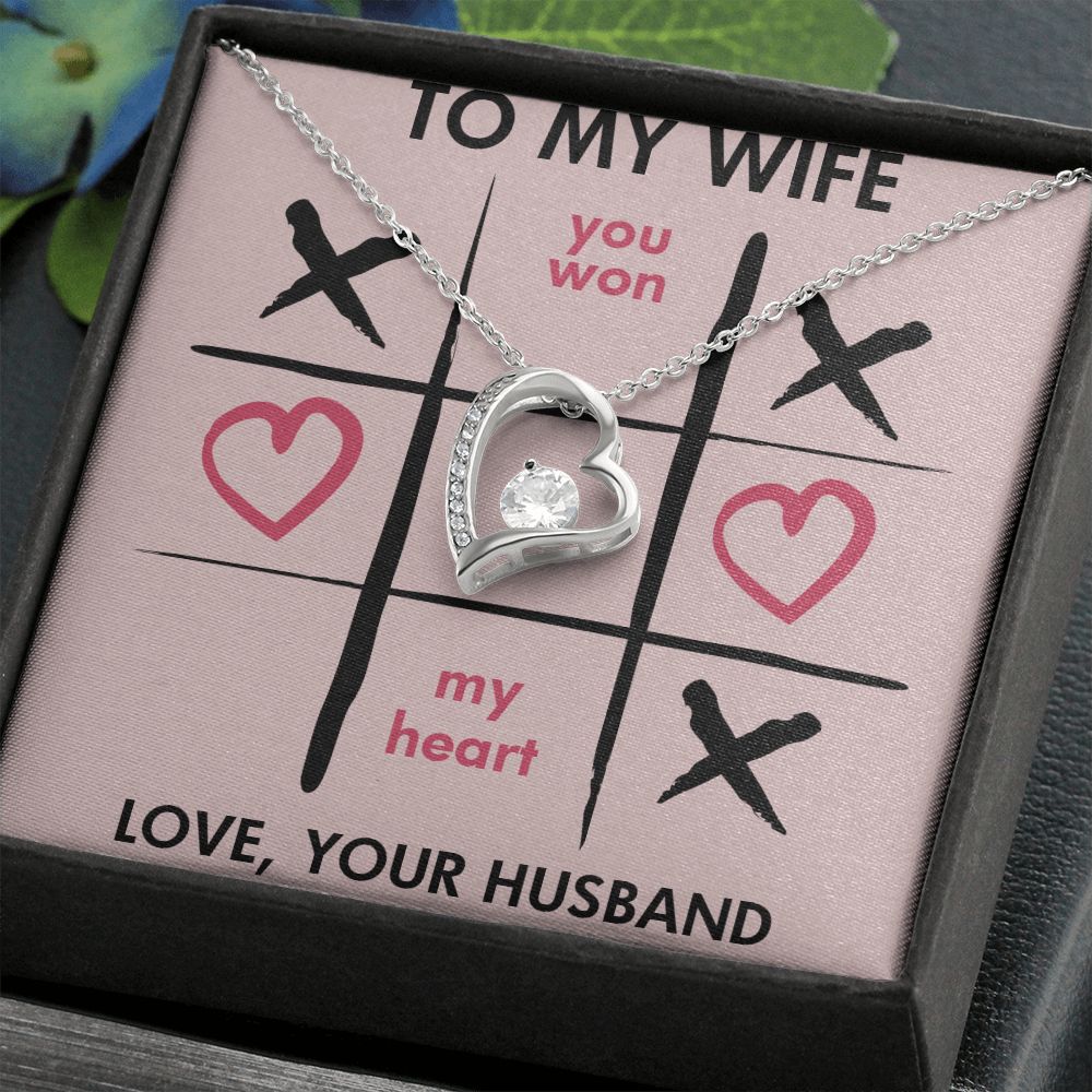 Forever Love Necklace, You Won My Heart, Wife Necklace With Message Card, Birthday Gift For Her