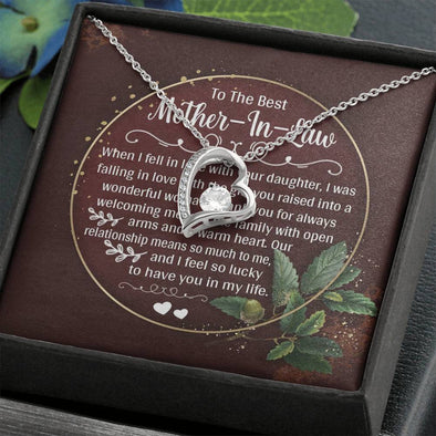 Mother In Law Necklace With Message Card, I Feel So Lucky To Have You In My Life, Mother's Day Necklace, Heart Necklace, Birthday Gift, Christmas Gift