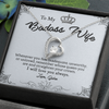 My Badass Wife, Forever Love Necklace With Straighten Your Crown And Remember I Will Love You Always Message Card, Jewelry For Her, Birthday, Gift For Her, Pendant For Her, Customized Message Card