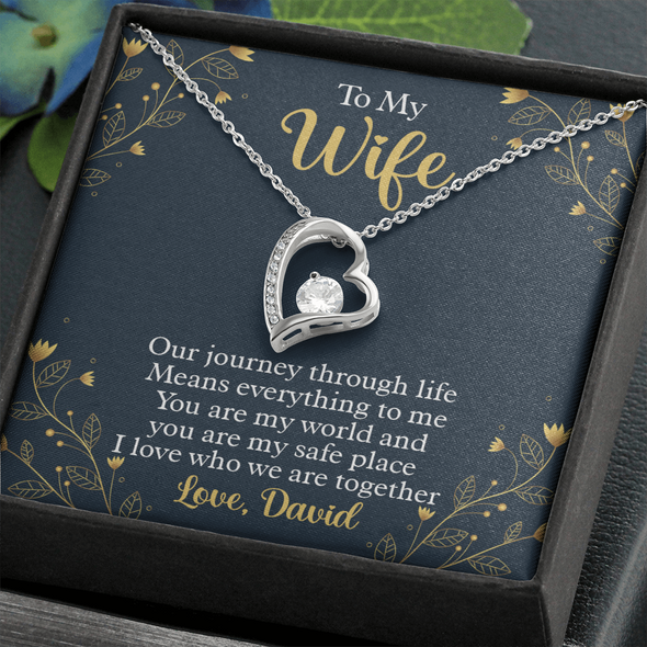 To My Beautiful Wife, Forever Love Necklace With I Love Who We Are Together Message Card, Pendant For Her, Jewelry For Her, Anniversary, Birthday, Gift For Her, Customized Message Card