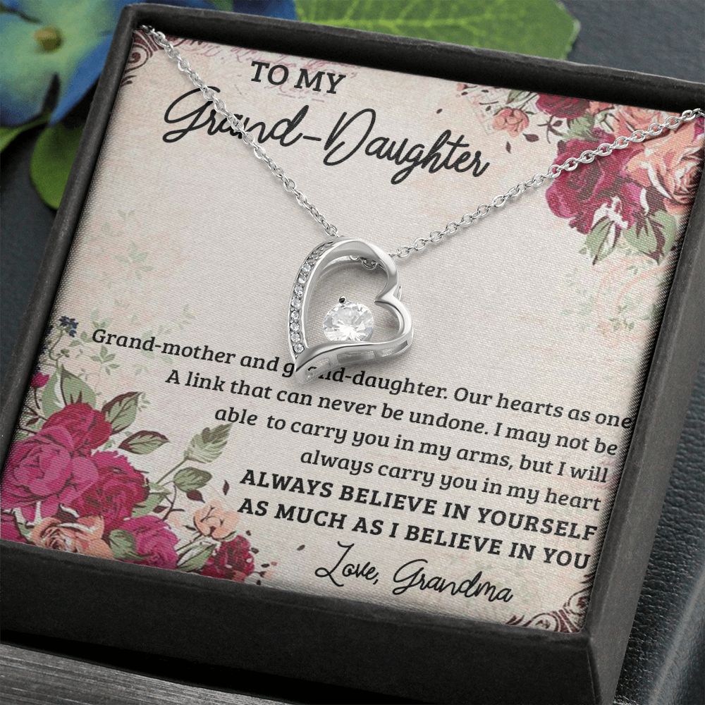 GRANDMOTHER AND GRANDDAUGHTER, FOREVER LOVE NECKLACE WITH MESSAGE CARD FOR GRANDDAUGHTER, BIRTHDAY GIFT FOR HER, FROM GRANDMA
