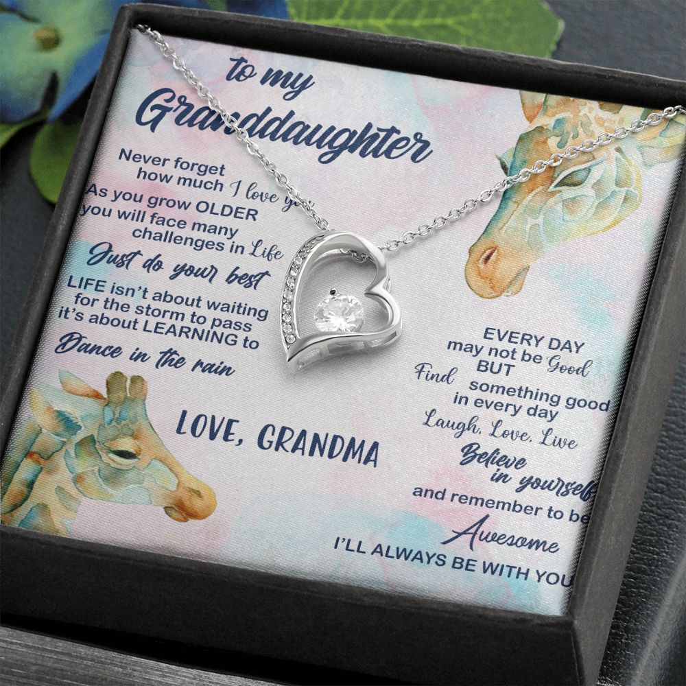 TO MY GRANDDAUGHTER, FOREVER LOVE NECKLACE WITH MESSAGE CARD FOR GRANDDAUGHTER, BIRTHDAY GIFT FOR HER, FROM GRANDMA