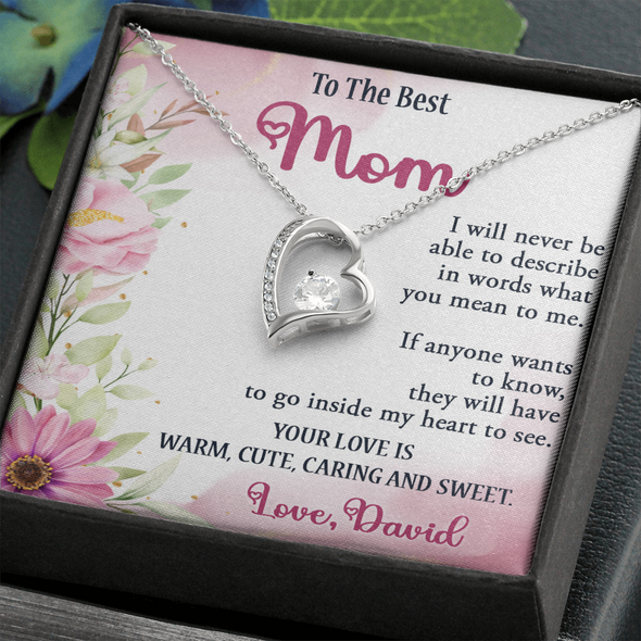 To The Best Mom, Forever Love Necklace, Gift For Mom, Mother's Day Special Gift, Mom's Birthday Gift, Custom Pendant for Mom, Necklace for Mom, Precious Gift For Mom
