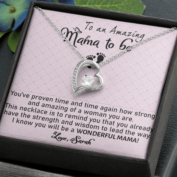 To An Amazing Mama To Be, Forever Love Necklace, Customized Pendant For Newly Mom, Birthday, Mother's Day, Christmas, Anniversary, Gift For Her Valentine's Day, Jewelry For Mom