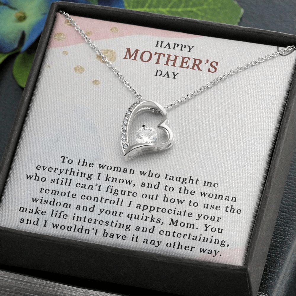 HAPPY MOTHERS DAY, FOREVER LOVE NECKLACE FOR MOM, NECKLACE WITH MESSAGE CARD, BIRTHDAY, MOTHER'S DAY GIFT FOR HER, FROM DAUGHTER/SON