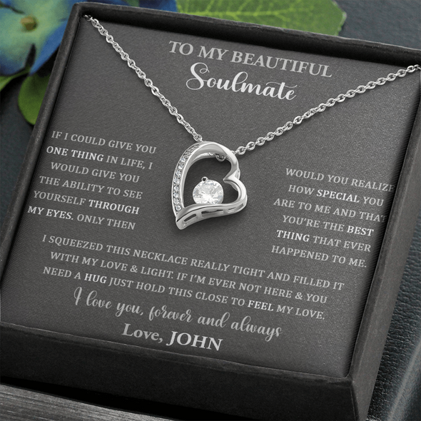 To My Beautiful Soulmate, Forever Love Necklace, Custom Pendant, Christmas, Gift For Couple, Anniversary Gift, Birthday Present, Valentine's Day, Gift For Her, Wife