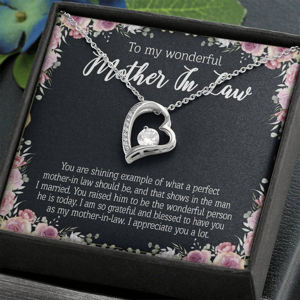 Mother In Law Necklace With Message Card, I Appreciate You a Lot, Mother's Day Necklace, Heart Necklace, Birthday Gift, Christmas Gift, Heart Necklace