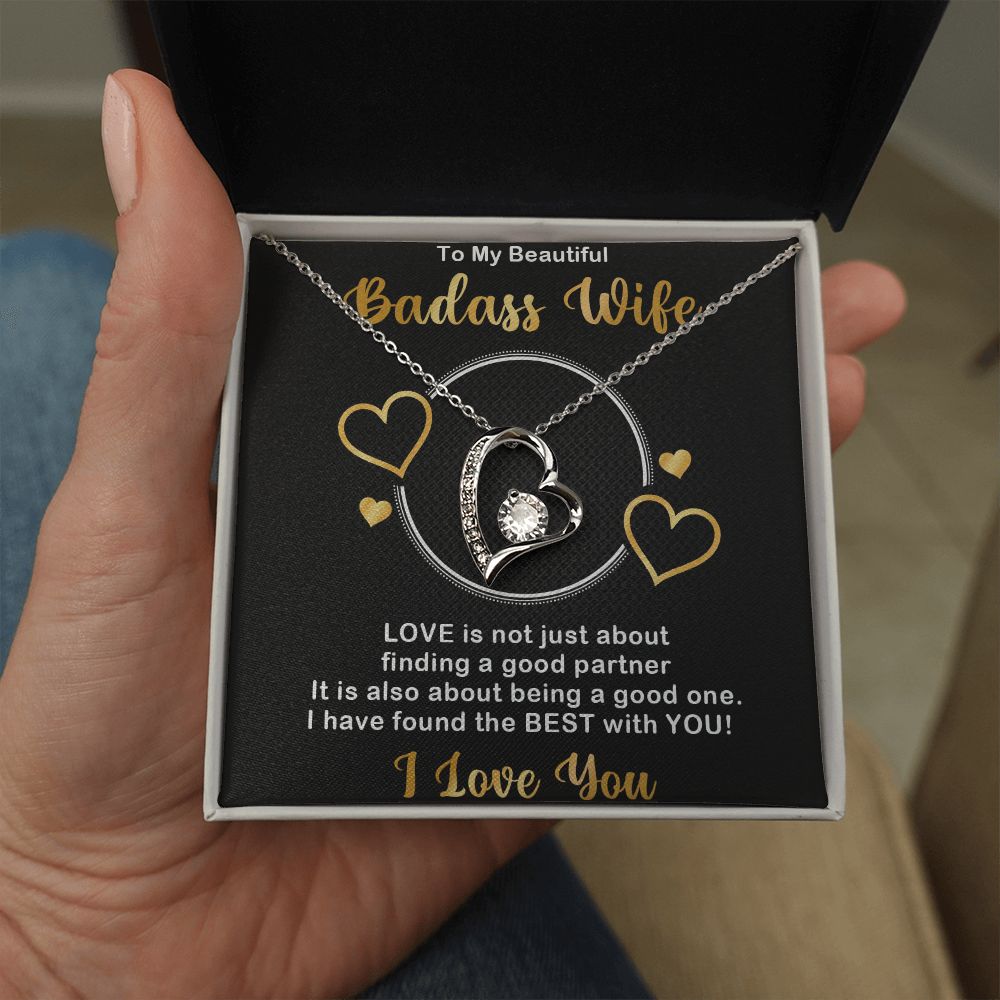 Forever Love Necklace, Badass Wife, Necklace With Message Card, Birthday Gift For Her