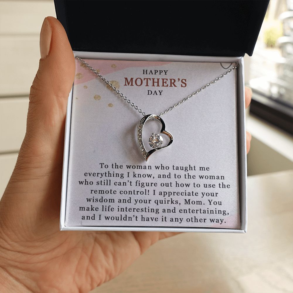 HAPPY MOTHERS DAY, FOREVER LOVE NECKLACE FOR MOM, NECKLACE WITH MESSAGE CARD, BIRTHDAY, MOTHER'S DAY GIFT FOR HER, FROM DAUGHTER/SON