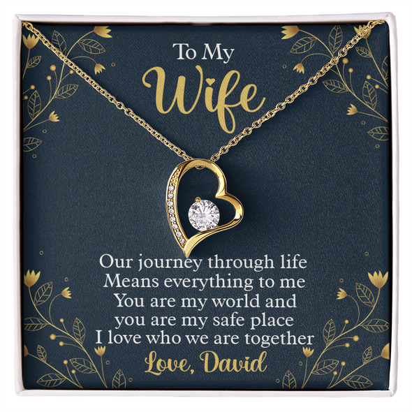 To My Beautiful Wife, Forever Love Necklace With I Love Who We Are Together Message Card, Pendant For Her, Jewelry For Her, Anniversary, Birthday, Gift For Her, Customized Message Card