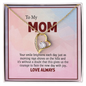 To My Mom, Forever Love Necklace With Your Smile Brightens Like Morning Rays Shines On The Hills Message Card, Mother's Day Gift, Pendant For Her, Birthday Gift, Jewelry For Her