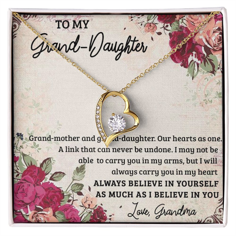 GRANDMOTHER AND GRANDDAUGHTER, FOREVER LOVE NECKLACE WITH MESSAGE CARD FOR GRANDDAUGHTER, BIRTHDAY GIFT FOR HER, FROM GRANDMA