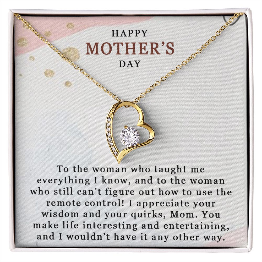 HAPPY MOTHERS DAY, FOREVER LOVE NECKLACE FOR MOM, NECKLACE WITH MESSAGE CARD, BIRTHDAY, MOTHER'S DAY GIFT FOR HER, FROM DAUGHTER/SON