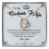 My Badass Wife, Forever Love Necklace With Straighten Your Crown And Remember I Will Love You Always Message Card, Jewelry For Her, Birthday, Gift For Her, Pendant For Her, Customized Message Card