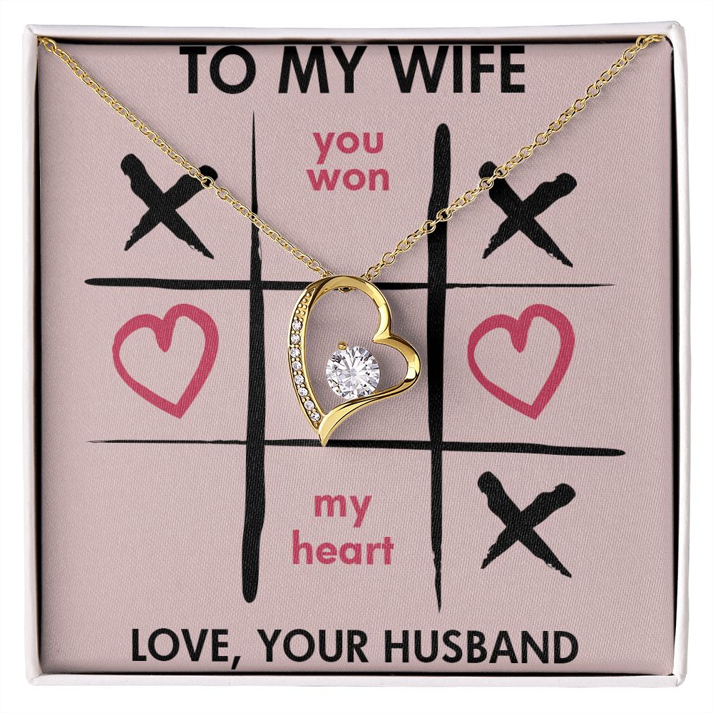 Forever Love Necklace, You Won My Heart, Wife Necklace With Message Card, Birthday Gift For Her