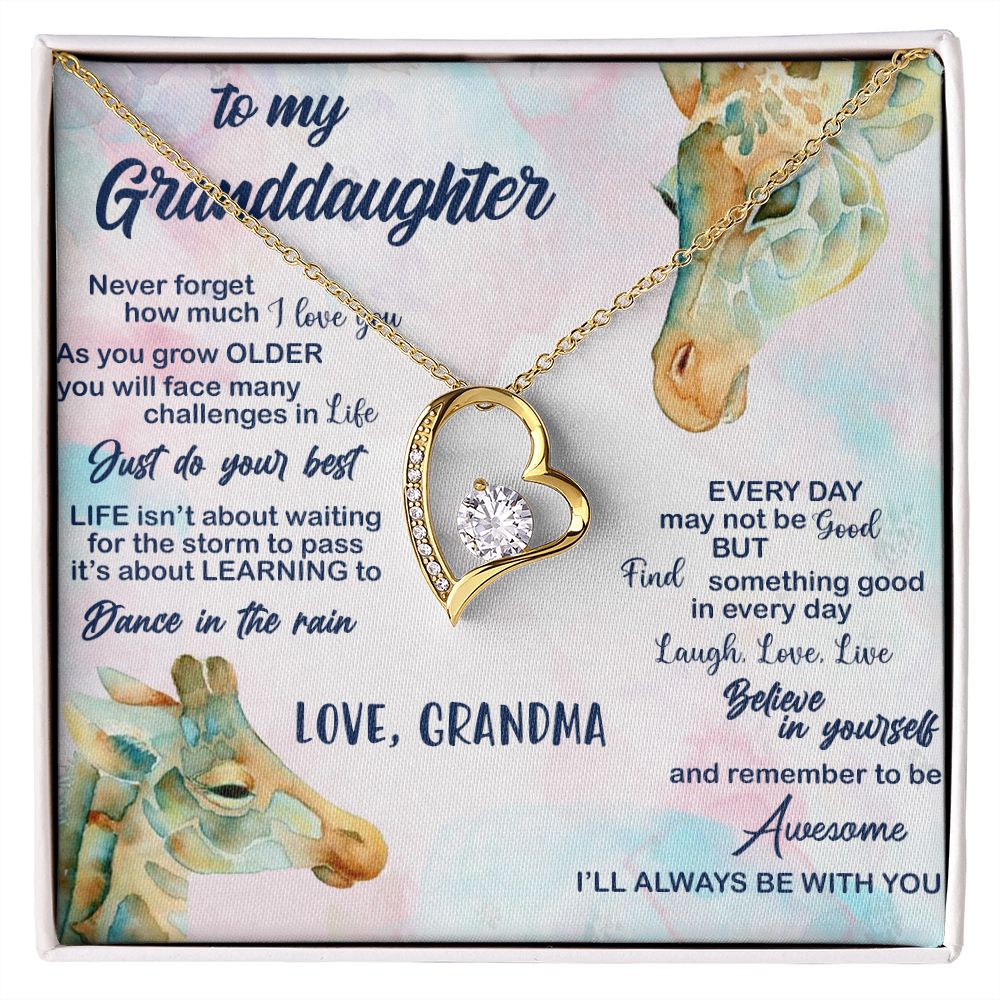 TO MY GRANDDAUGHTER, FOREVER LOVE NECKLACE WITH MESSAGE CARD FOR GRANDDAUGHTER, BIRTHDAY GIFT FOR HER, FROM GRANDMA