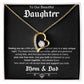 TO OUR BEAUTIFUL DAUGHTER, FOREVER LOVE NECKLACE WITH MESSAGE CARD, FROM MOM AND DAD, BIRTHDAY AND DAUGHTERS DAY GIFT FOR HER