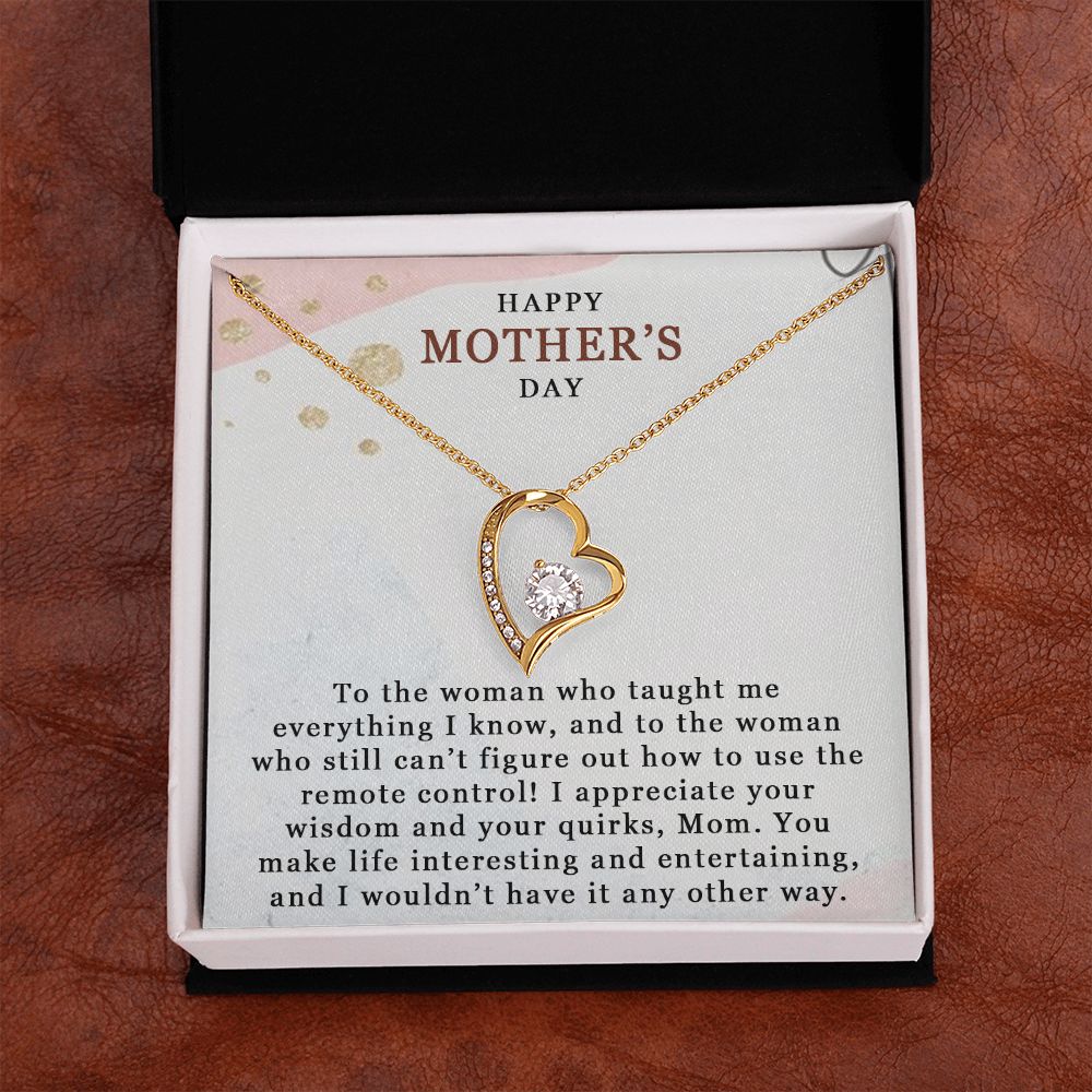 HAPPY MOTHERS DAY, FOREVER LOVE NECKLACE FOR MOM, NECKLACE WITH MESSAGE CARD, BIRTHDAY, MOTHER'S DAY GIFT FOR HER, FROM DAUGHTER/SON