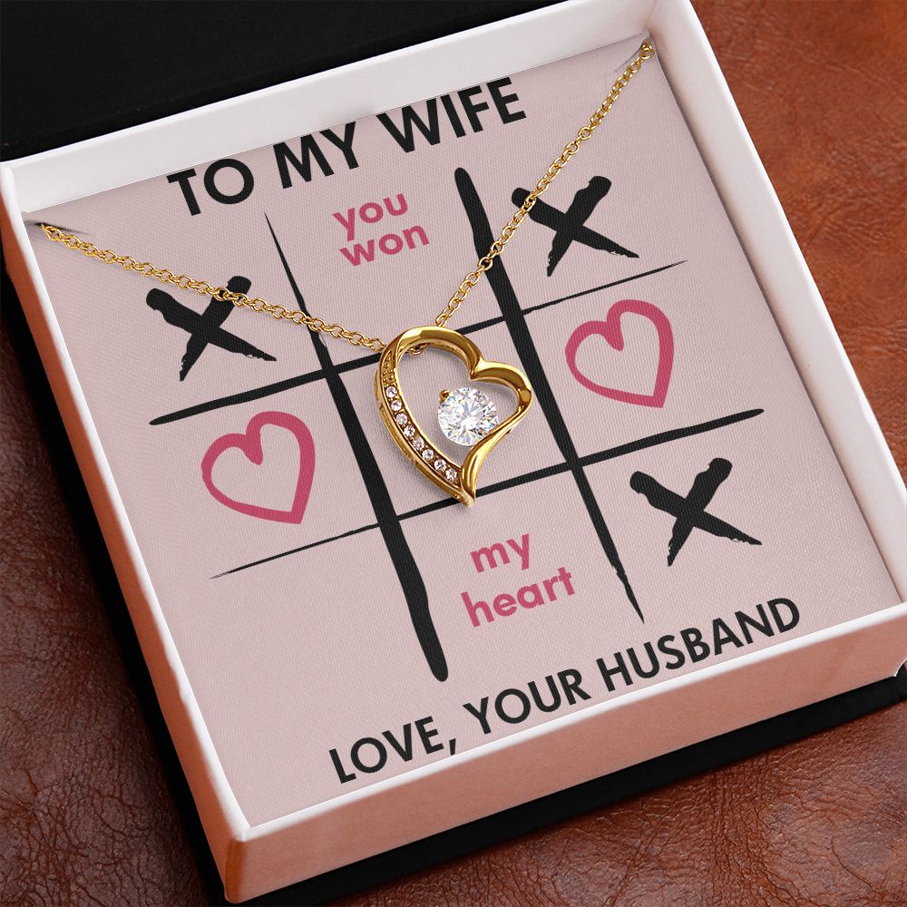 Forever Love Necklace, You Won My Heart, Wife Necklace With Message Card, Birthday Gift For Her