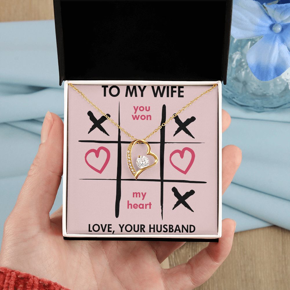 Forever Love Necklace, You Won My Heart, Wife Necklace With Message Card, Birthday Gift For Her
