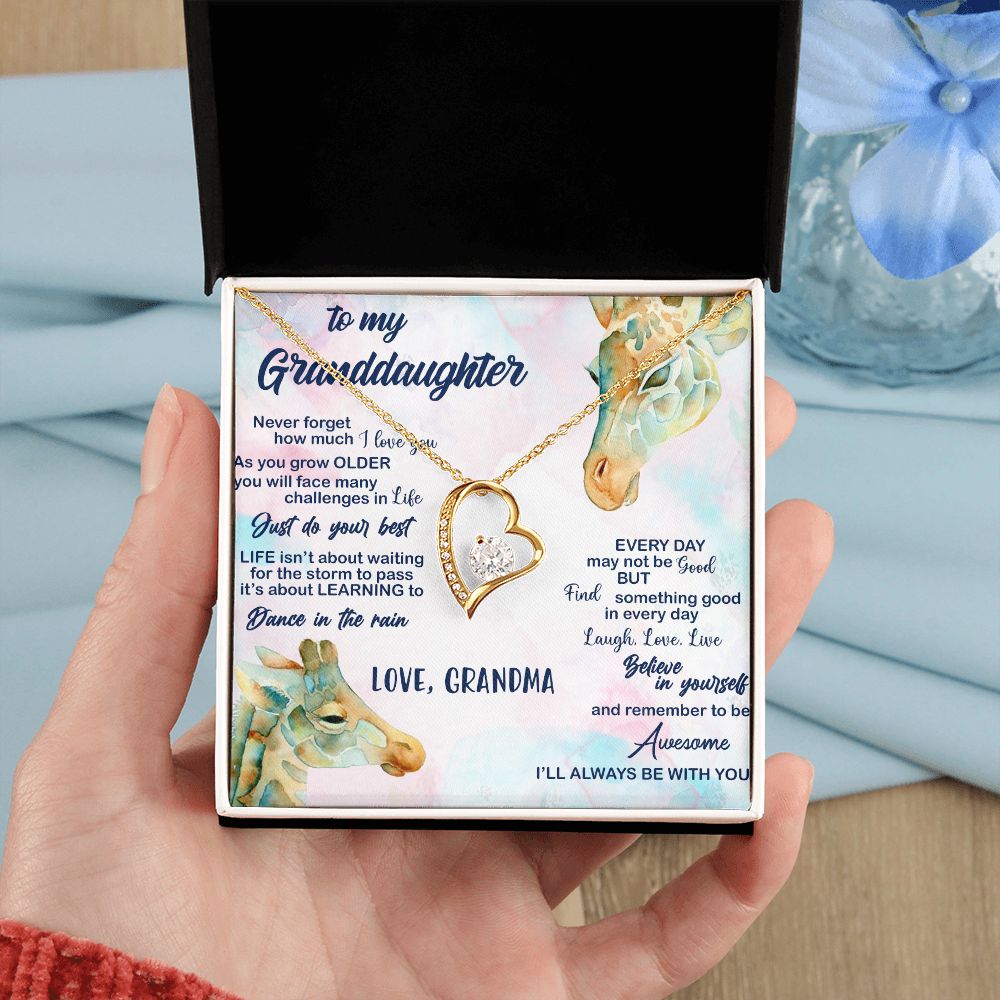 TO MY GRANDDAUGHTER, FOREVER LOVE NECKLACE WITH MESSAGE CARD FOR GRANDDAUGHTER, BIRTHDAY GIFT FOR HER, FROM GRANDMA