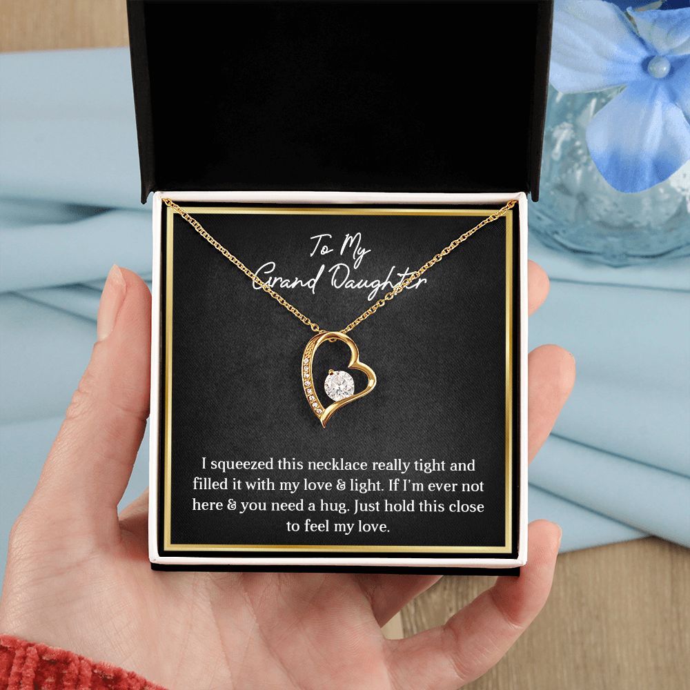 MY GRANDDAUGHTER, FOREVER LOVE NECKLACE WITH MESSAGE CARD FOR GRANDDAUGHTER, BIRTHDAY GIFT FOR HER, FROM GRANDMA/GRANDPA
