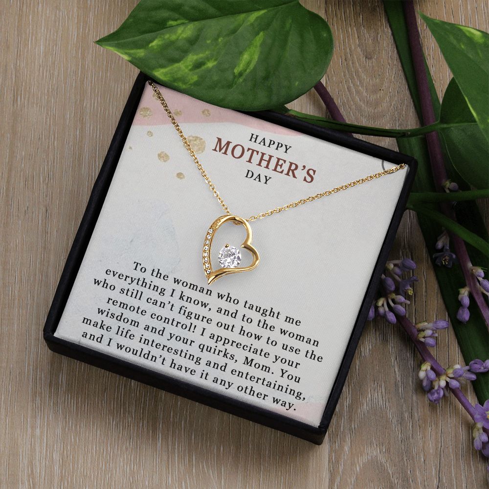HAPPY MOTHERS DAY, FOREVER LOVE NECKLACE FOR MOM, NECKLACE WITH MESSAGE CARD, BIRTHDAY, MOTHER'S DAY GIFT FOR HER, FROM DAUGHTER/SON