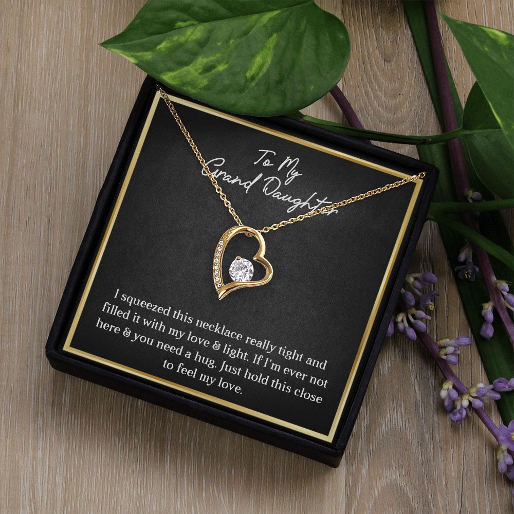MY GRANDDAUGHTER, FOREVER LOVE NECKLACE WITH MESSAGE CARD FOR GRANDDAUGHTER, BIRTHDAY GIFT FOR HER, FROM GRANDMA/GRANDPA