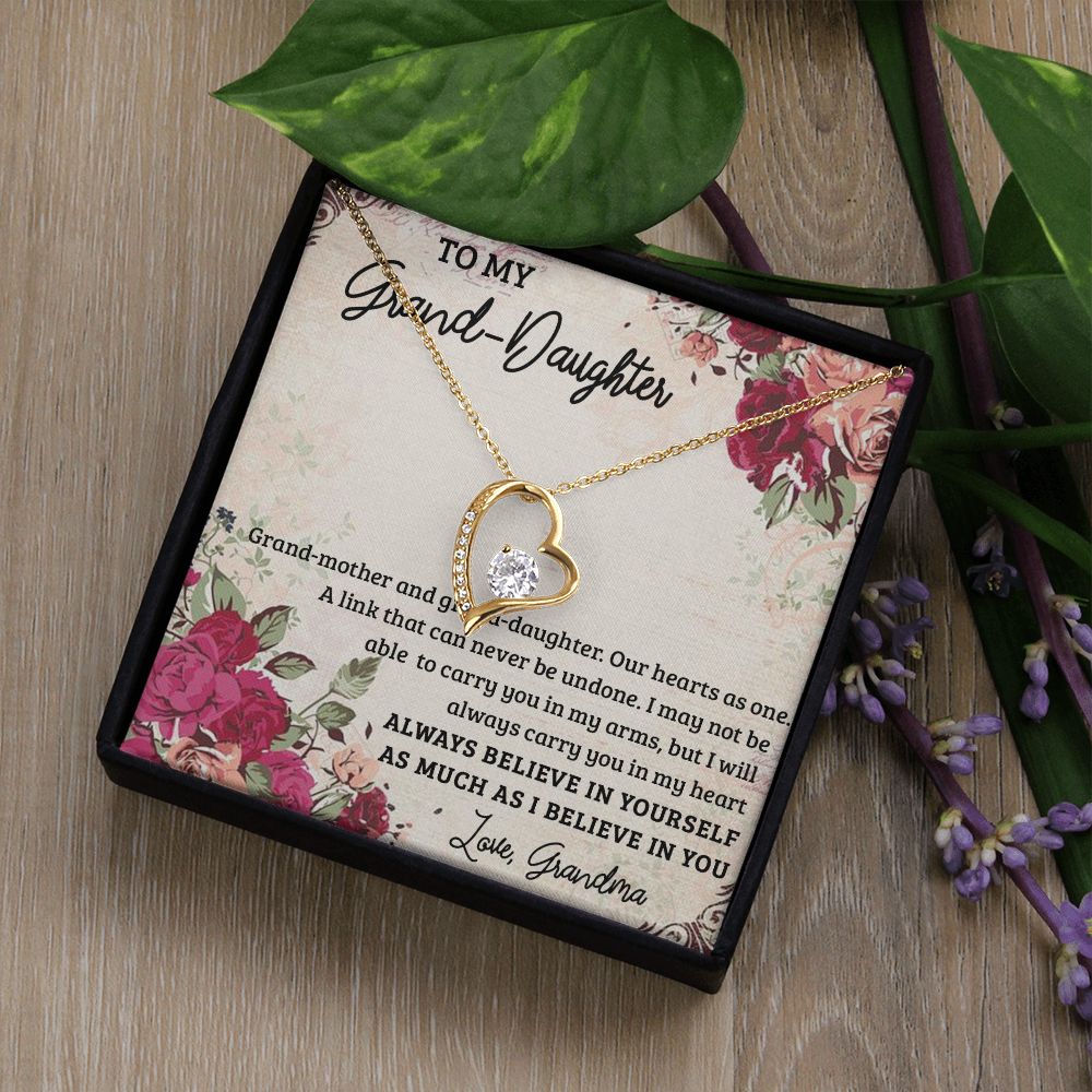 GRANDMOTHER AND GRANDDAUGHTER, FOREVER LOVE NECKLACE WITH MESSAGE CARD FOR GRANDDAUGHTER, BIRTHDAY GIFT FOR HER, FROM GRANDMA