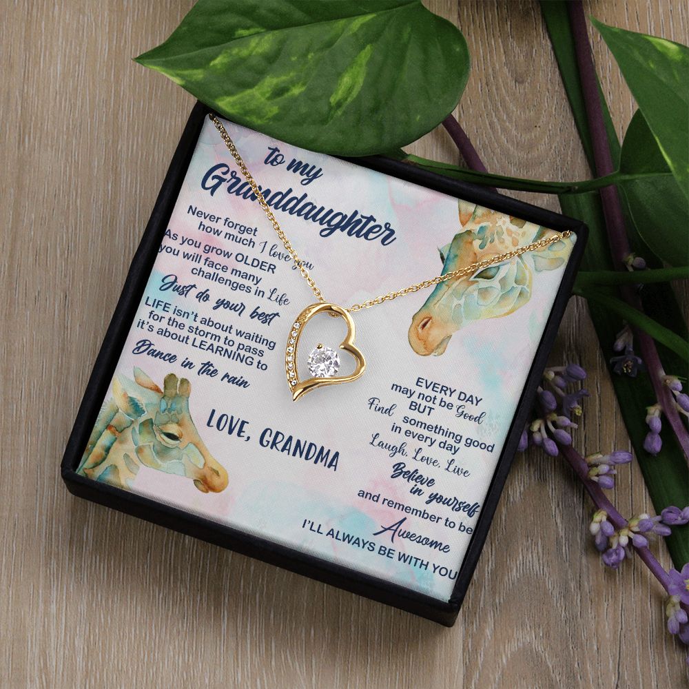 TO MY GRANDDAUGHTER, FOREVER LOVE NECKLACE WITH MESSAGE CARD FOR GRANDDAUGHTER, BIRTHDAY GIFT FOR HER, FROM GRANDMA