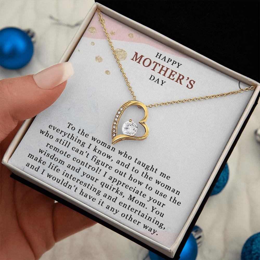 HAPPY MOTHERS DAY, FOREVER LOVE NECKLACE FOR MOM, NECKLACE WITH MESSAGE CARD, BIRTHDAY, MOTHER'S DAY GIFT FOR HER, FROM DAUGHTER/SON