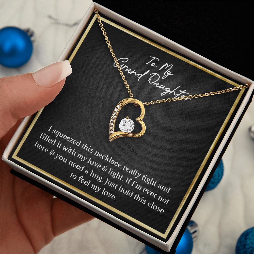MY GRANDDAUGHTER, FOREVER LOVE NECKLACE WITH MESSAGE CARD FOR GRANDDAUGHTER, BIRTHDAY GIFT FOR HER, FROM GRANDMA/GRANDPA