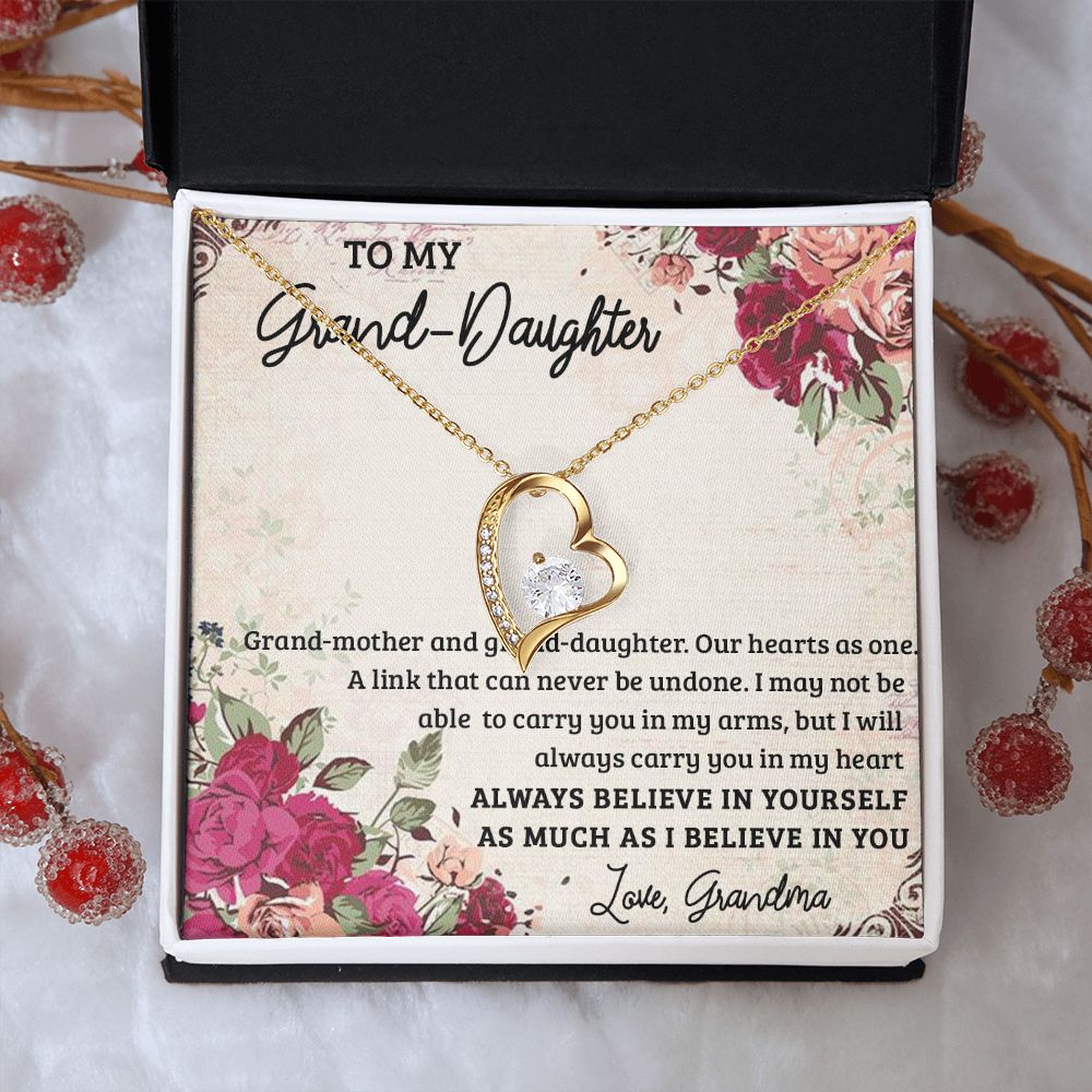 GRANDMOTHER AND GRANDDAUGHTER, FOREVER LOVE NECKLACE WITH MESSAGE CARD FOR GRANDDAUGHTER, BIRTHDAY GIFT FOR HER, FROM GRANDMA