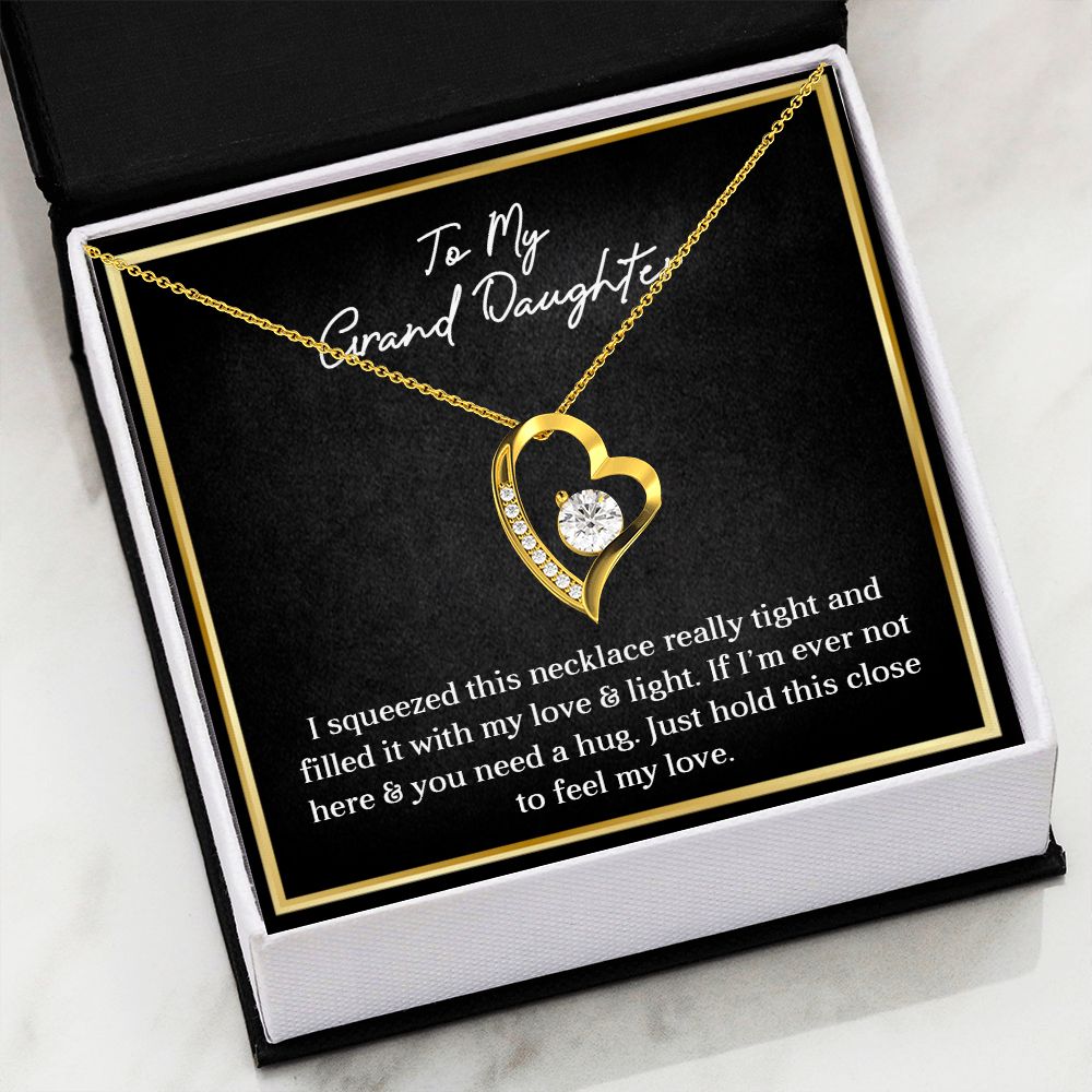 MY GRANDDAUGHTER, FOREVER LOVE NECKLACE WITH MESSAGE CARD FOR GRANDDAUGHTER, BIRTHDAY GIFT FOR HER, FROM GRANDMA/GRANDPA