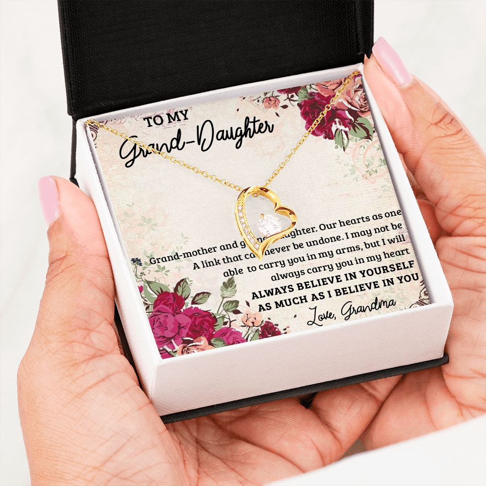 GRANDMOTHER AND GRANDDAUGHTER, FOREVER LOVE NECKLACE WITH MESSAGE CARD FOR GRANDDAUGHTER, BIRTHDAY GIFT FOR HER, FROM GRANDMA