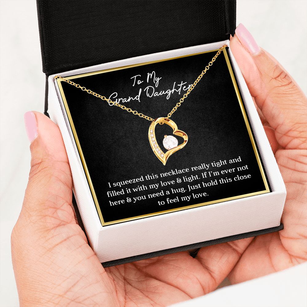 MY GRANDDAUGHTER, FOREVER LOVE NECKLACE WITH MESSAGE CARD FOR GRANDDAUGHTER, BIRTHDAY GIFT FOR HER, FROM GRANDMA/GRANDPA