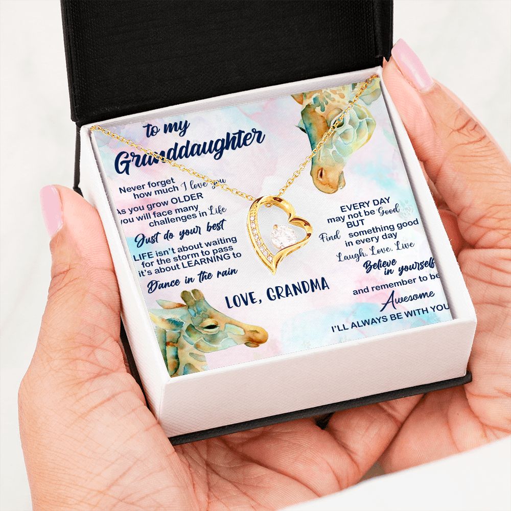 TO MY GRANDDAUGHTER, FOREVER LOVE NECKLACE WITH MESSAGE CARD FOR GRANDDAUGHTER, BIRTHDAY GIFT FOR HER, FROM GRANDMA