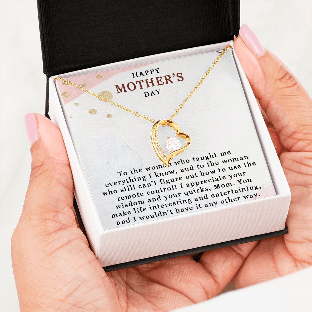 HAPPY MOTHERS DAY, FOREVER LOVE NECKLACE FOR MOM, NECKLACE WITH MESSAGE CARD, BIRTHDAY, MOTHER'S DAY GIFT FOR HER, FROM DAUGHTER/SON