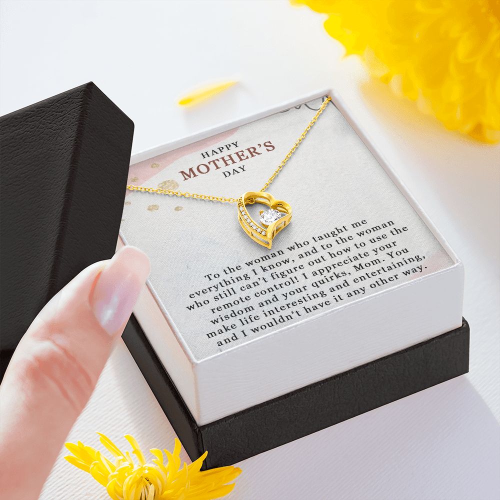 HAPPY MOTHERS DAY, FOREVER LOVE NECKLACE FOR MOM, NECKLACE WITH MESSAGE CARD, BIRTHDAY, MOTHER'S DAY GIFT FOR HER, FROM DAUGHTER/SON