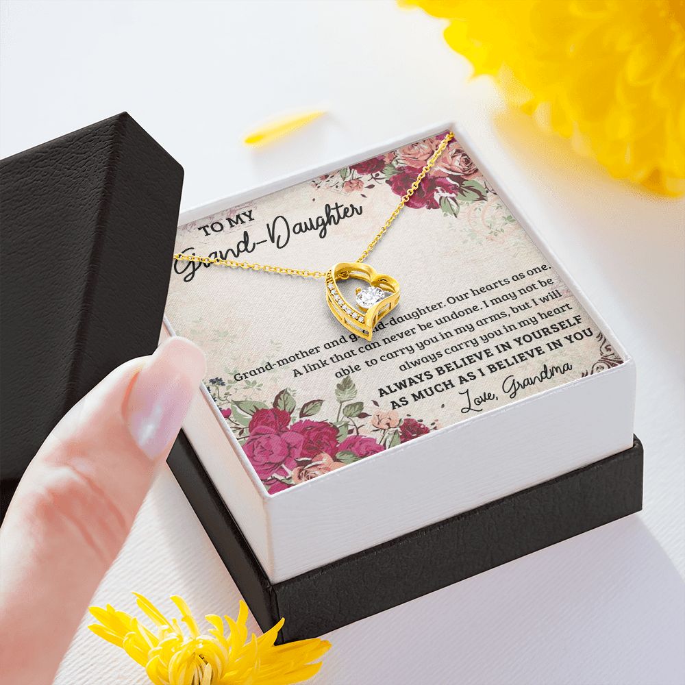 GRANDMOTHER AND GRANDDAUGHTER, FOREVER LOVE NECKLACE WITH MESSAGE CARD FOR GRANDDAUGHTER, BIRTHDAY GIFT FOR HER, FROM GRANDMA